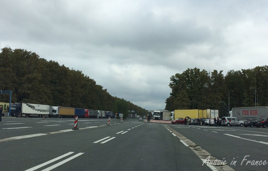 Trucks on the Croatian side of the border