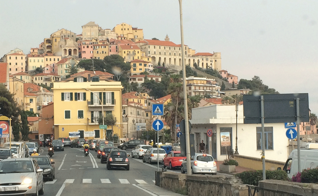 First view of Imperia from the car. It is practically impossible to stop along the road to take decent photos.
