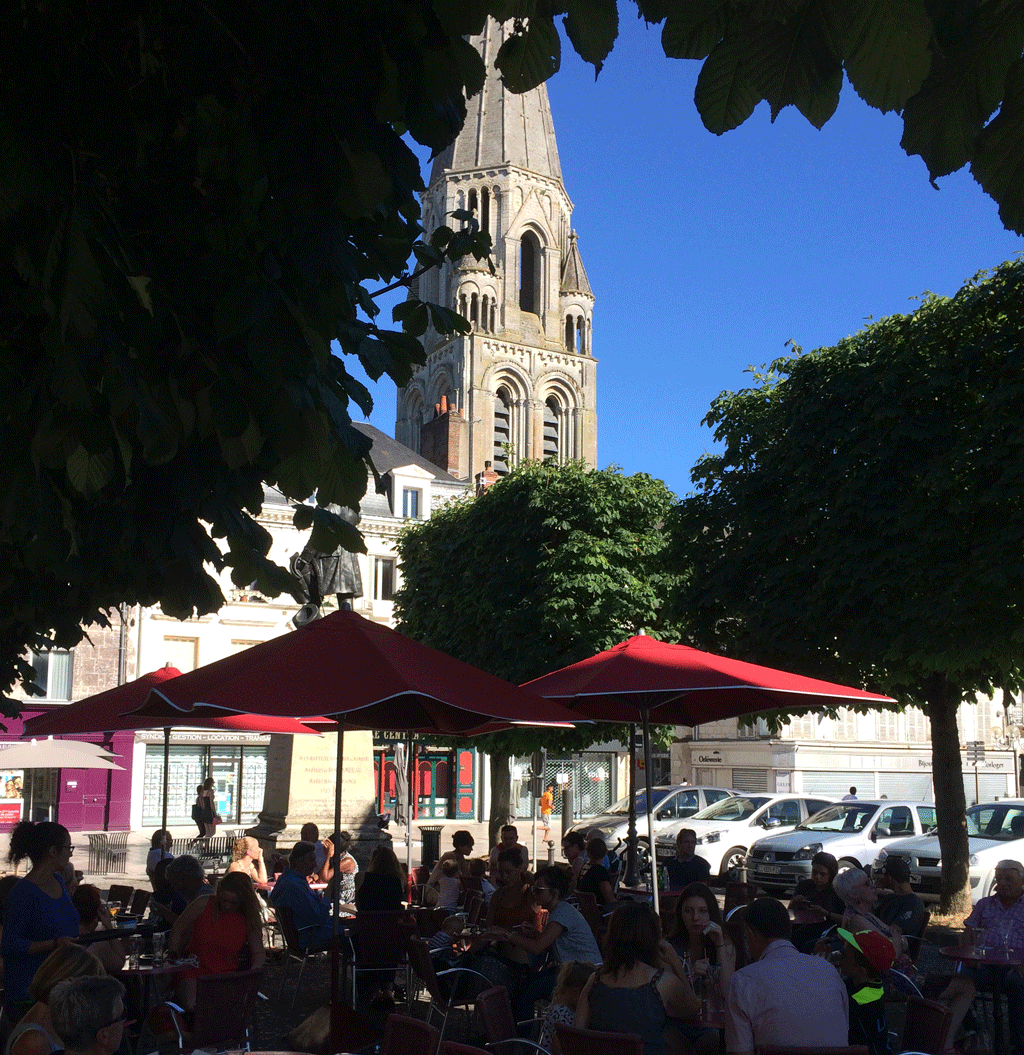 The cathedral seen from Saint Martin's Bar in Vendôme