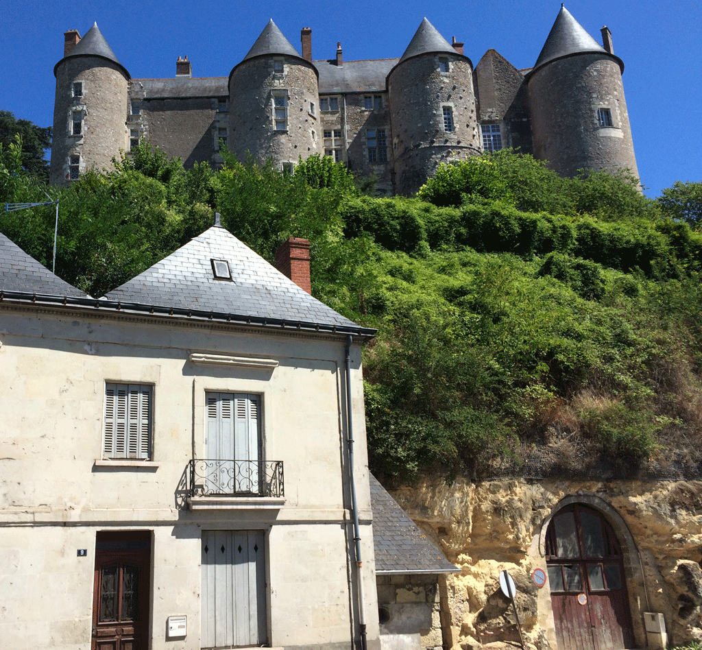 Luynes Castle, now closed to visitors, with troglodyte cellars below