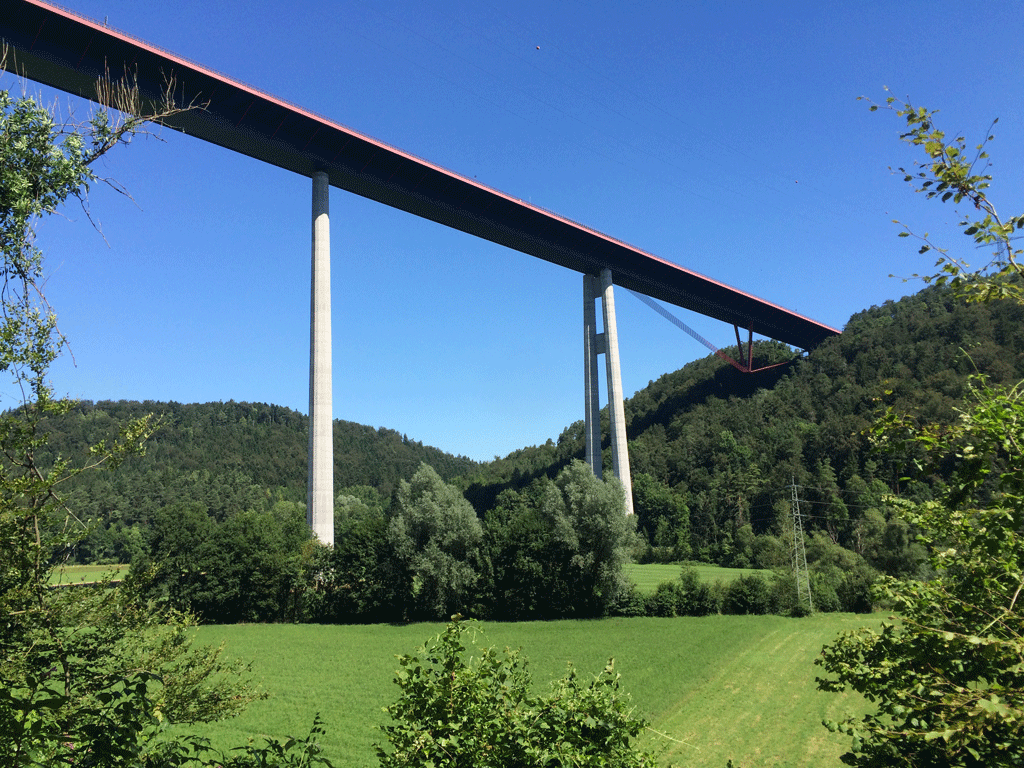 The motorway bridge above the bike path