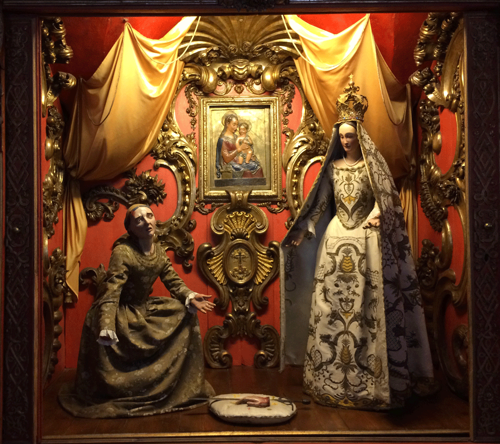 The painting inside the basilica showing the Vrigin Mary appearing to