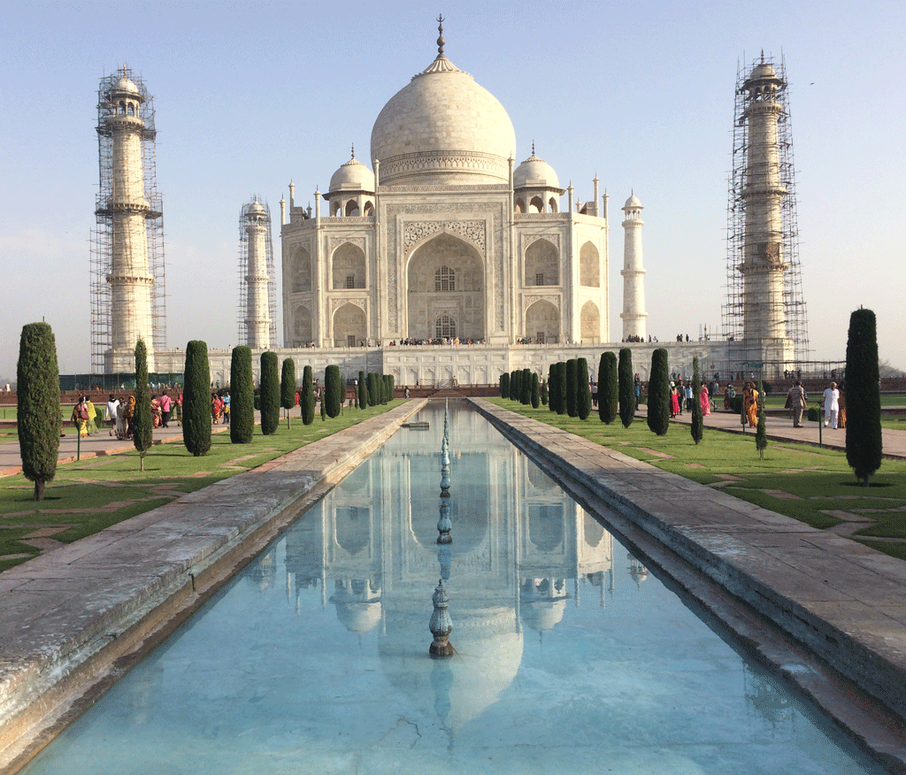 The Taj Mahal reflected in the main canal