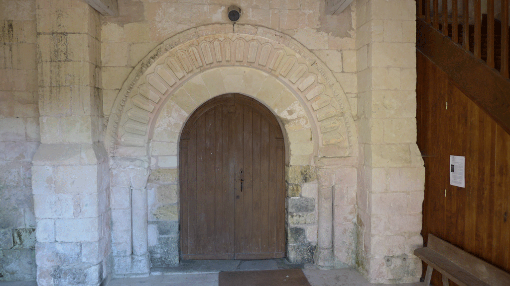 The 11th century church with its Romanesque porch in Maillé
