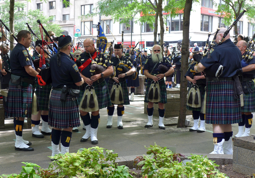 One of the police bands practising for the parade