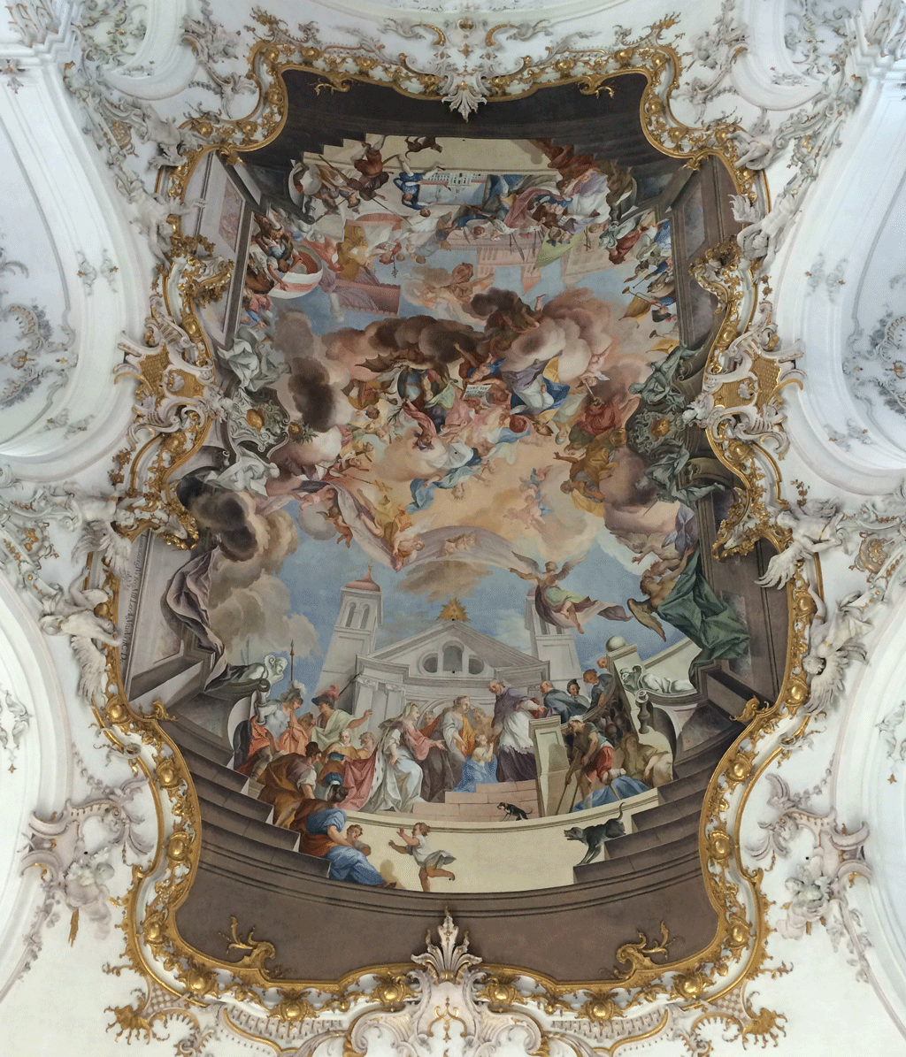 The beautiful painted ceiling of Marienmünster in Diessen