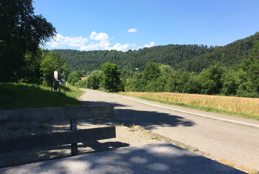 Chilling out on the roadside bench
