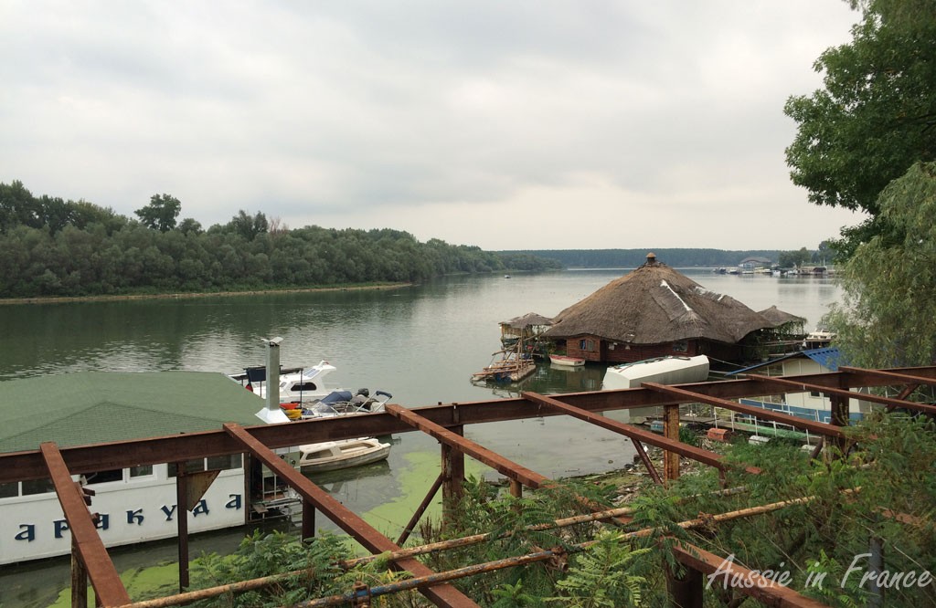 A thatched roof house boat on the Danube