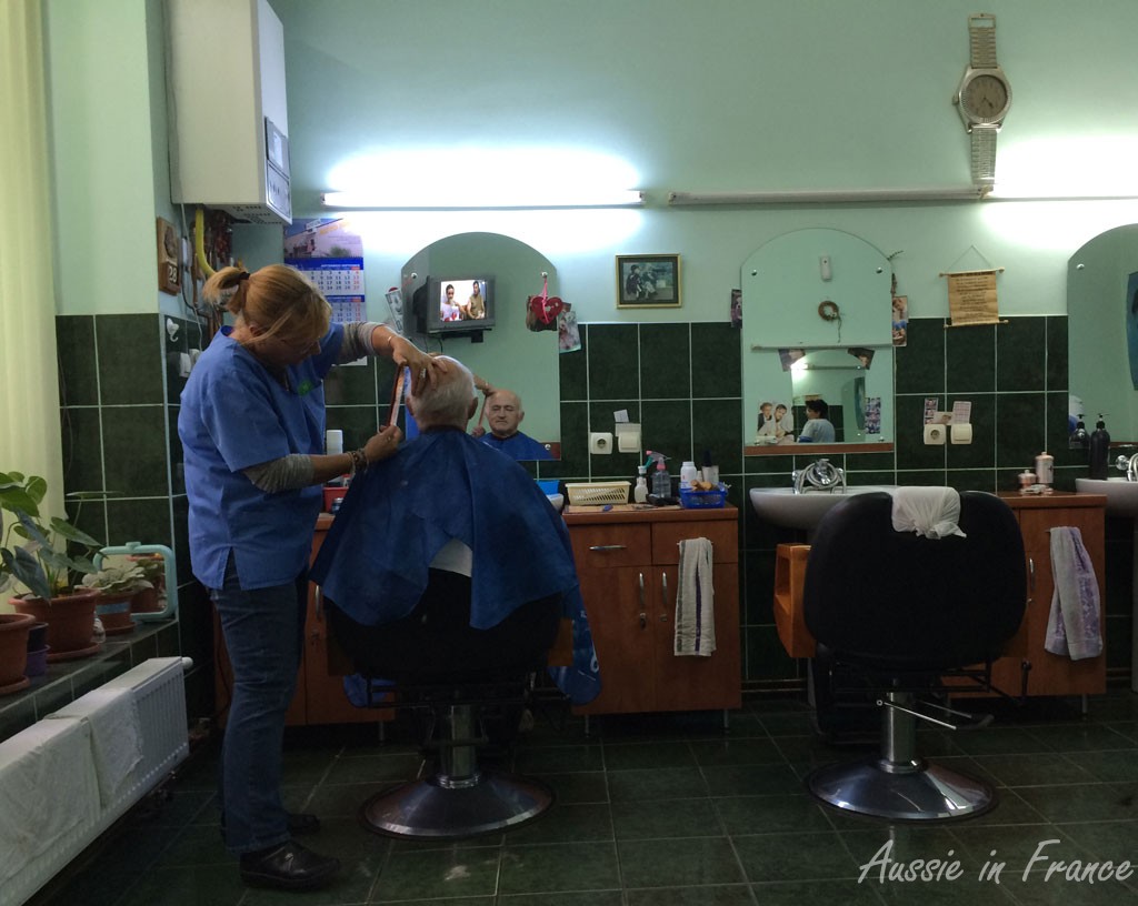 Inside the hairdressers