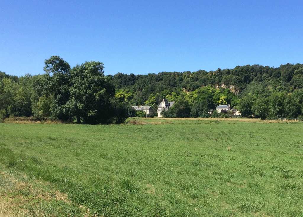 The castle of Lavardin in the distance