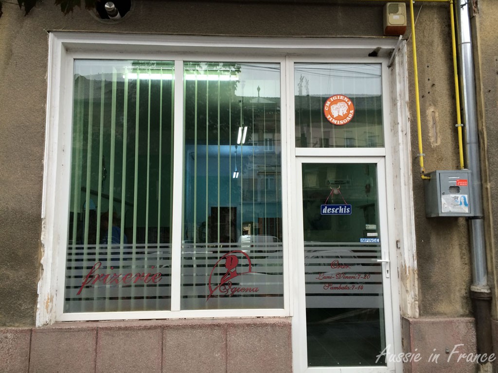 The very non-descript hairdressers from the outside