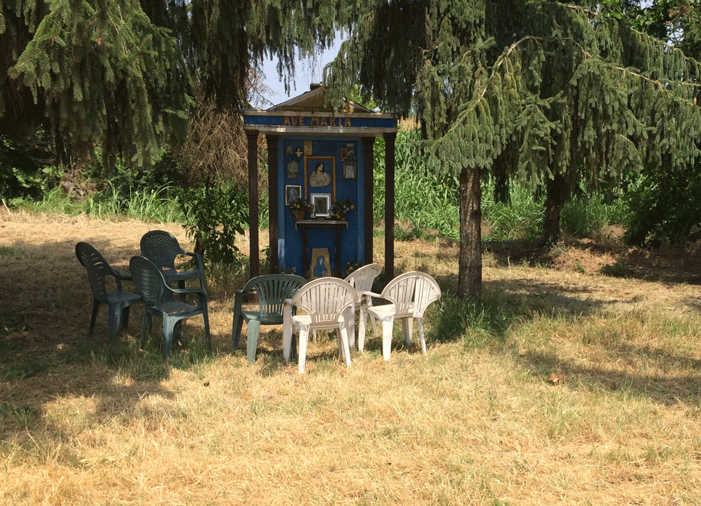 A make-shift altar along the canal