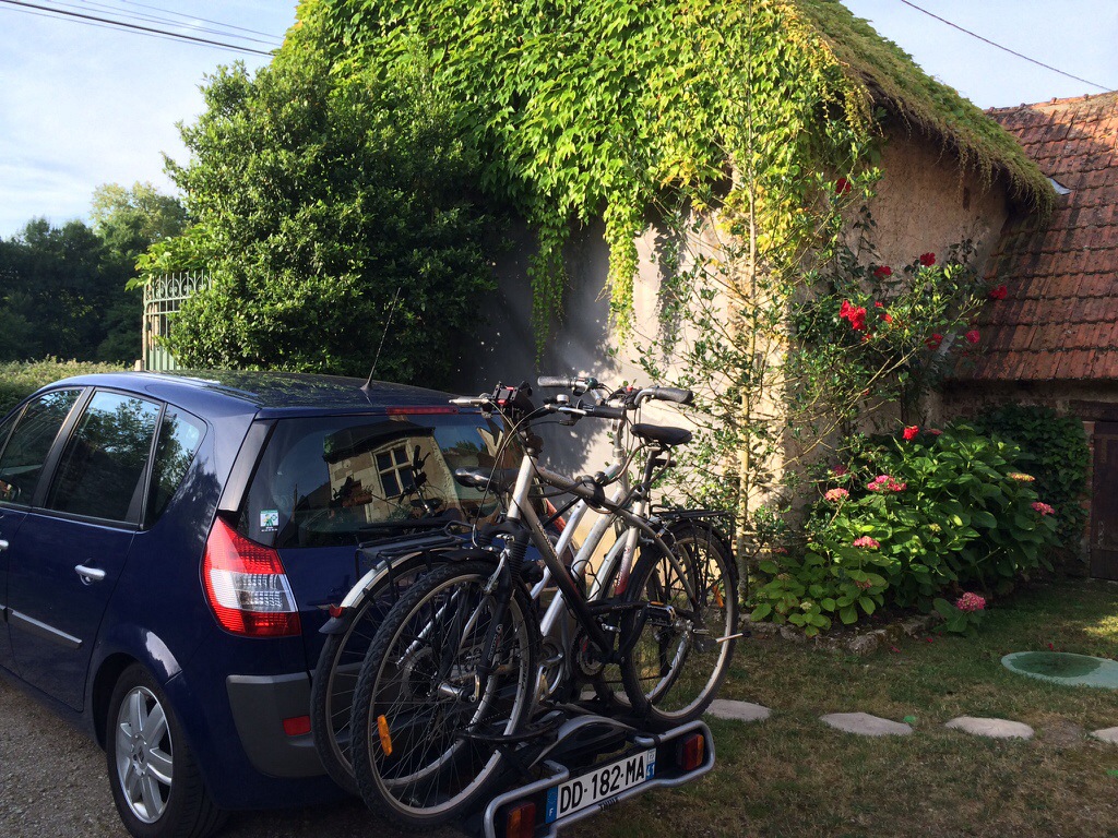 Our bikes on our Thule bike rack which enables you to open the boot of the car with the bikes attached