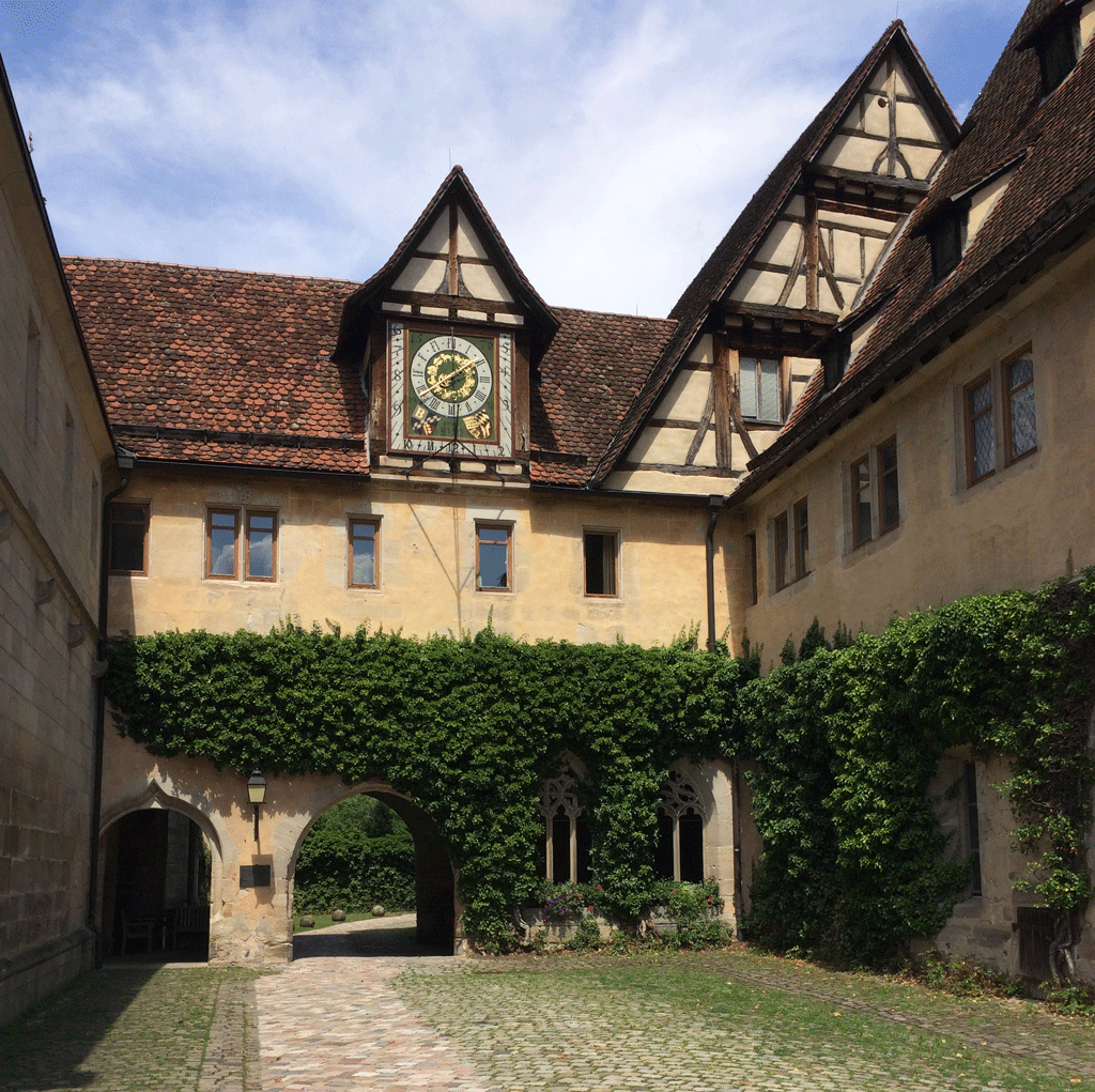 The clock on one side of the abbey