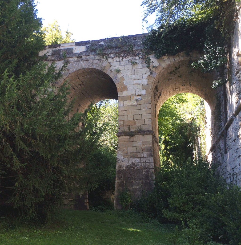 The stone bridge from in the moat