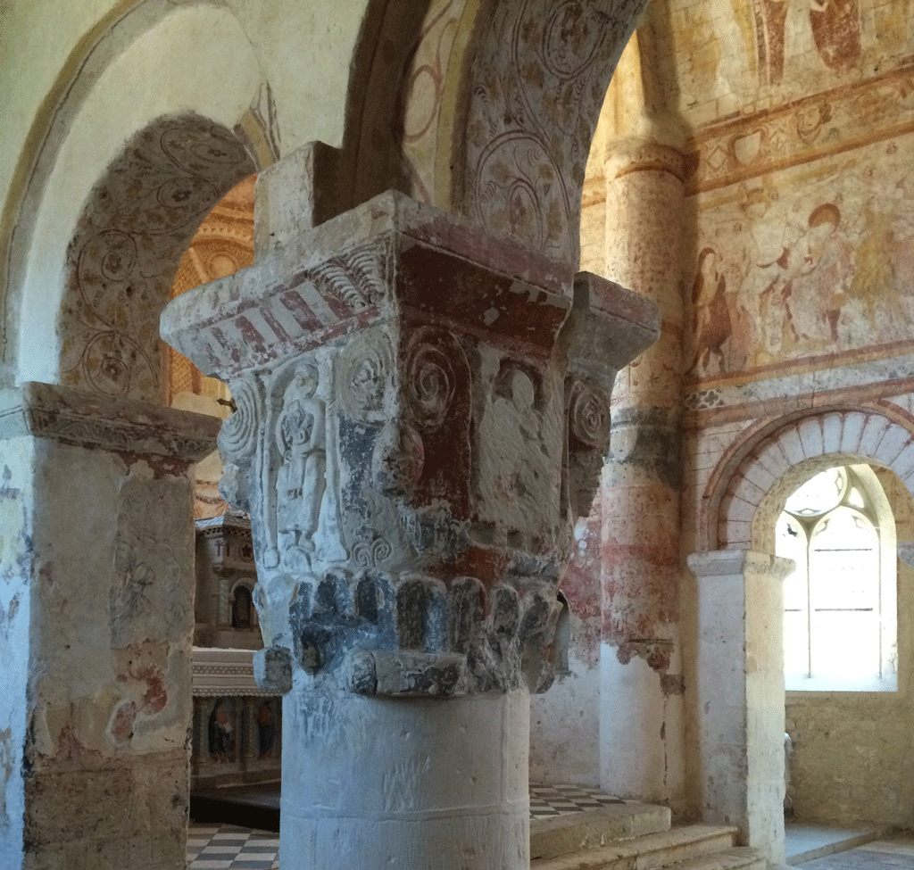 One of the painted pillars