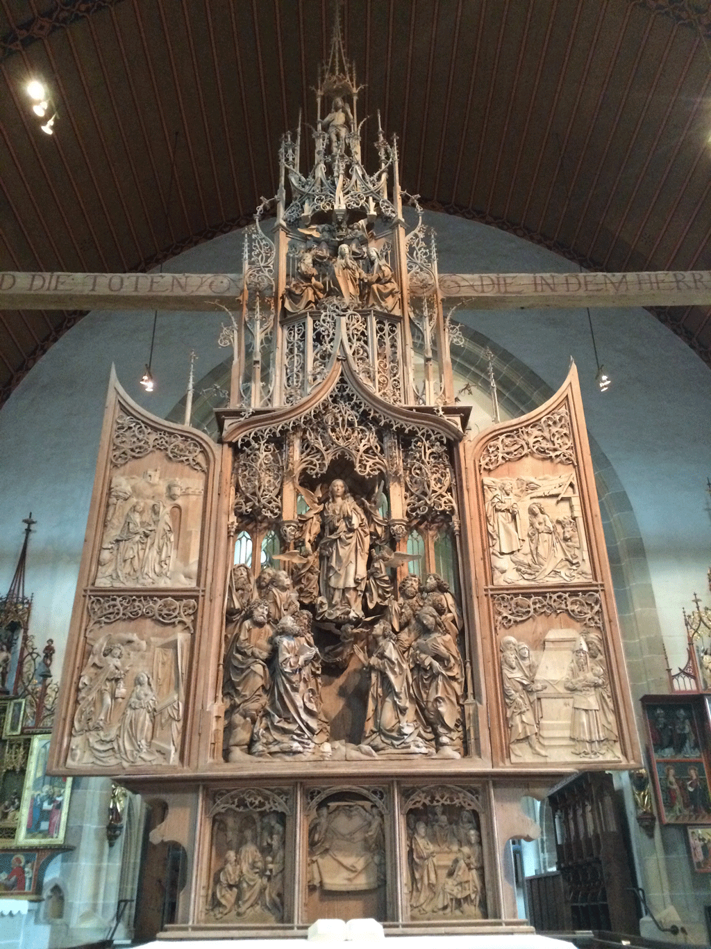 The wooden altar at 