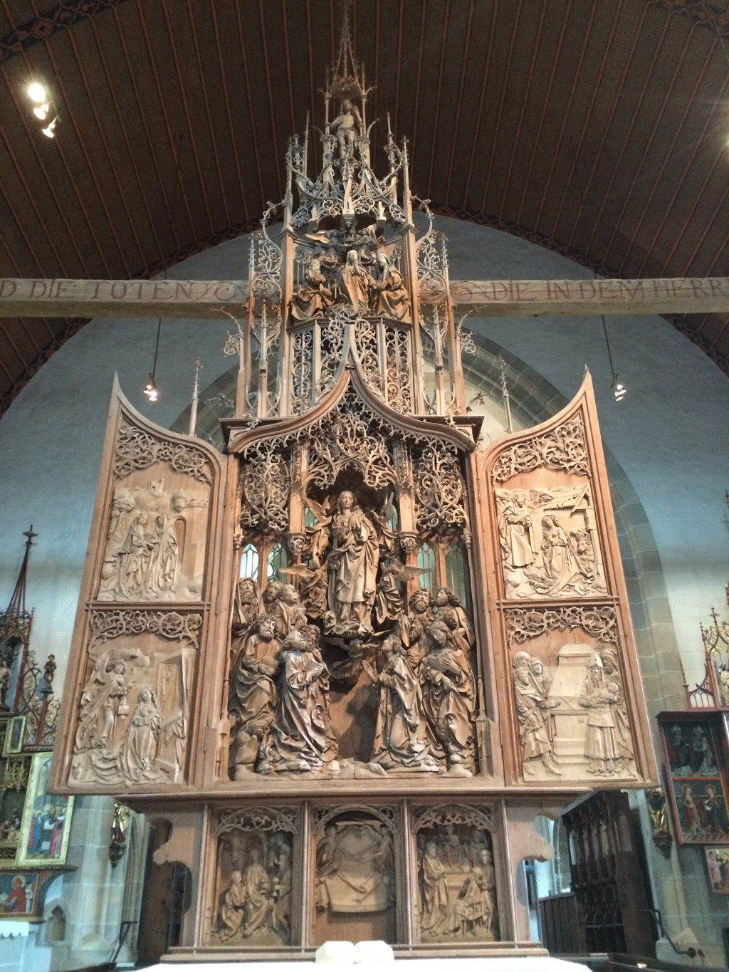 The wooden altar at