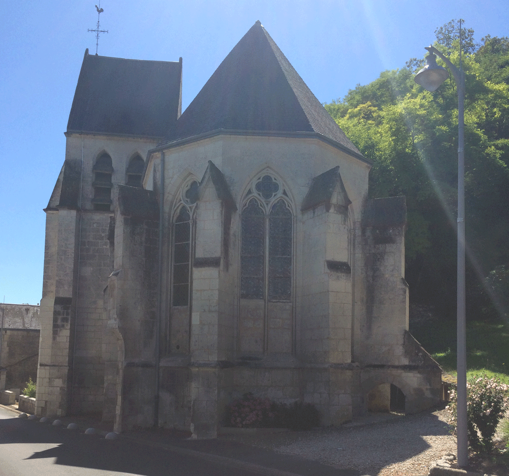 The church with its unusual buttresses