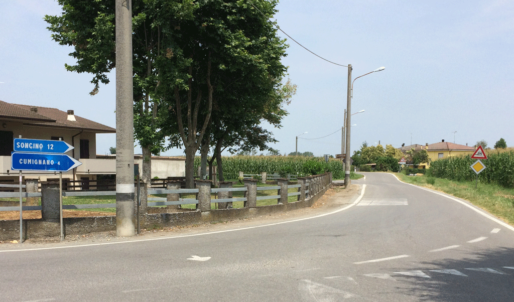 The intersection at Taggio. You can see how uninteresting the countryside is.