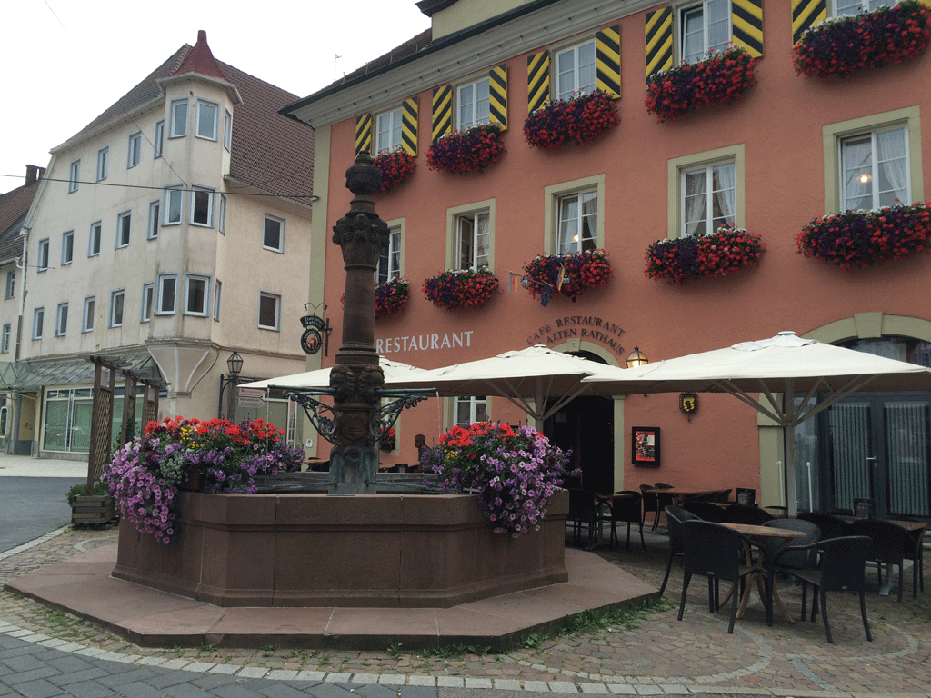The fountain in the old town of Oberndorf