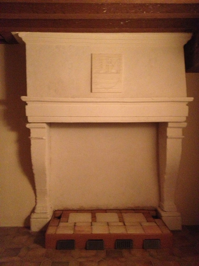 The fireplace as we were leaving Blois (with the coat of arms taped up for protection)