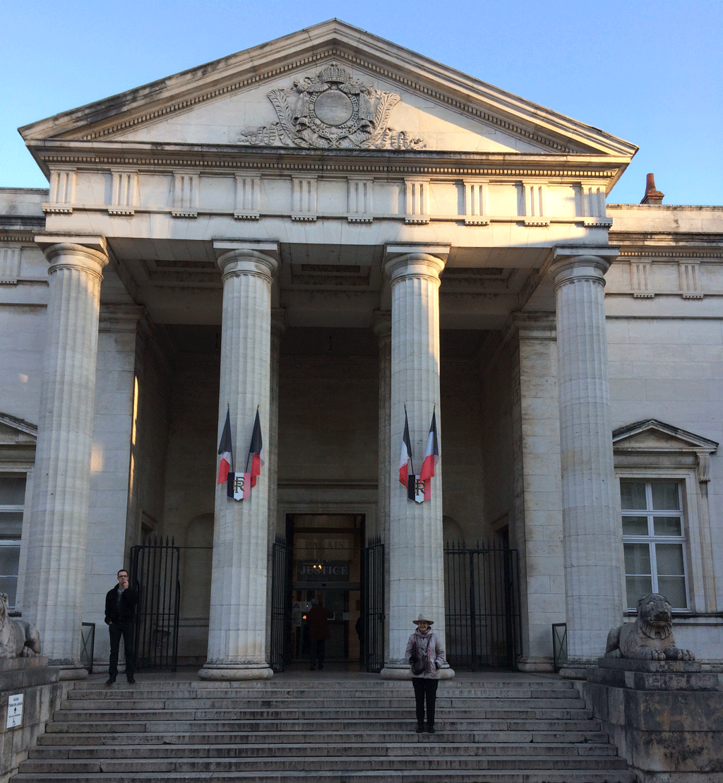 Standing in front of the Appeal Court of Orléans before being sworn in