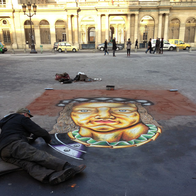 Pavement artist nearly finished three hours later