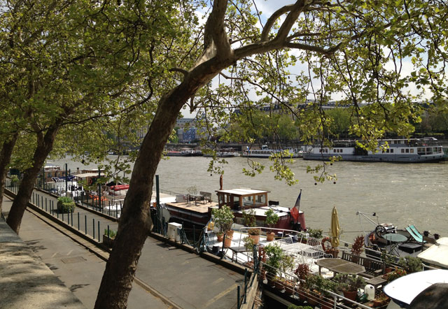 House boats on the Seine in spring