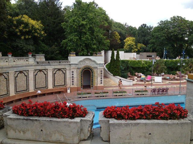 Outside pool on one side
