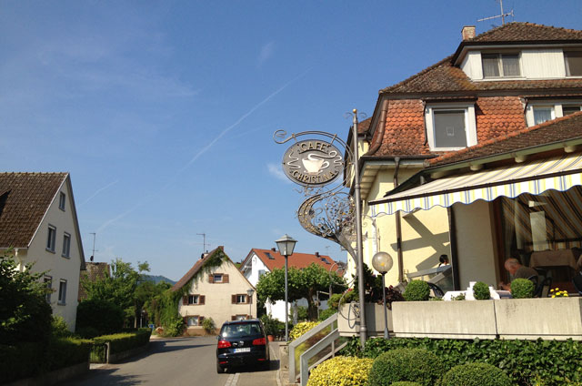 Breakfast on the terrace of Gasthaus Schiff