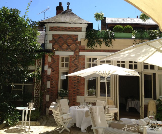 The brick façade of the restaurant