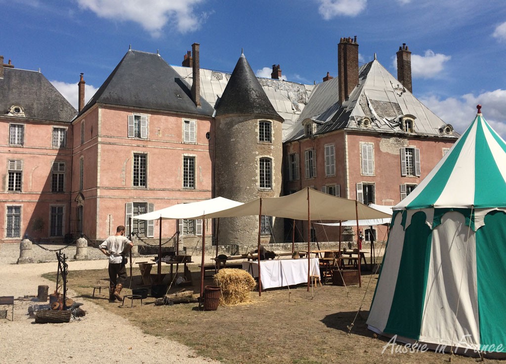 Mediaeval tents in front of the castle in Meung