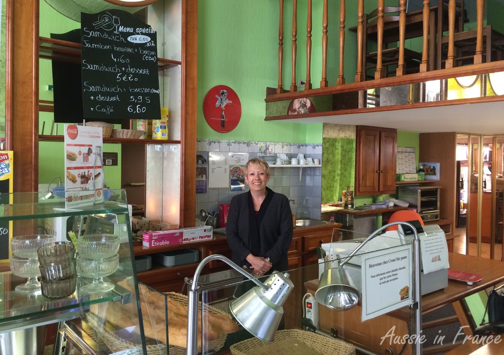 Our neighbour Chantal at her snackbar Crousti'Pause, rue Denis Papin.