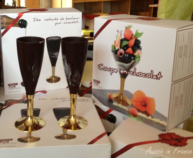 Chocolate champagne glasses, no less!