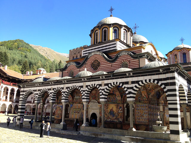 The main church with its 19th century frescoes