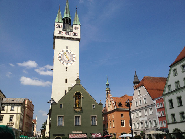 The clock tower in Straubing