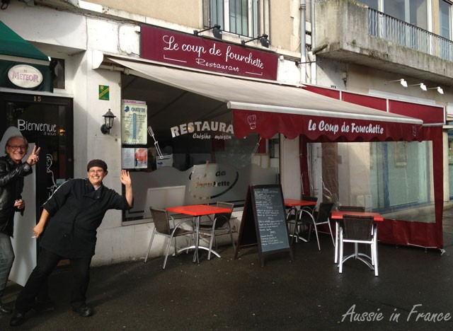 Chef outside Le Coup de Fourchette as we leave