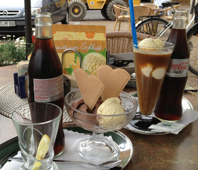 Diet coke and ice-cream when it's very hot!