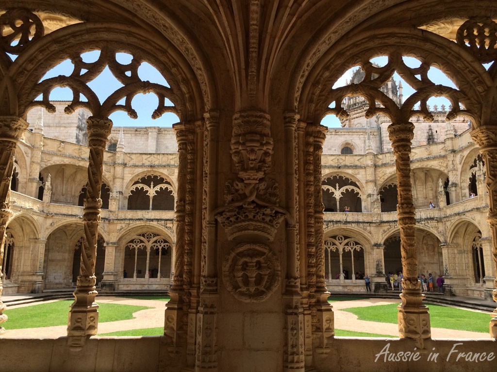 Beautiful lacework on the arcades at Jeronimos Monastery