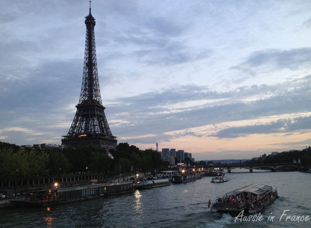 The Eiffel Tower at sunset seen from Debilly footbridge