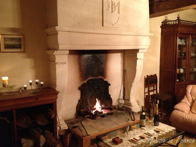 Celebrating New Year in front of the renovated fireplace