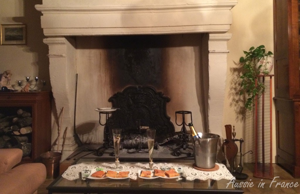 Christmas leftovers in front of the fire