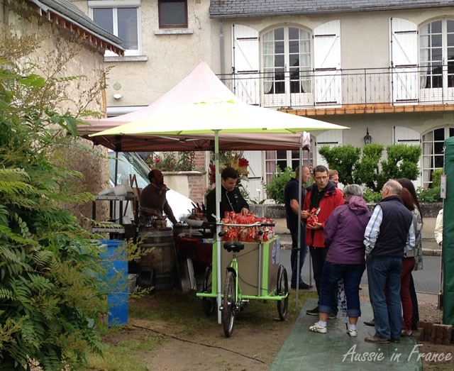 Our neighbours talking to the biscuit baker