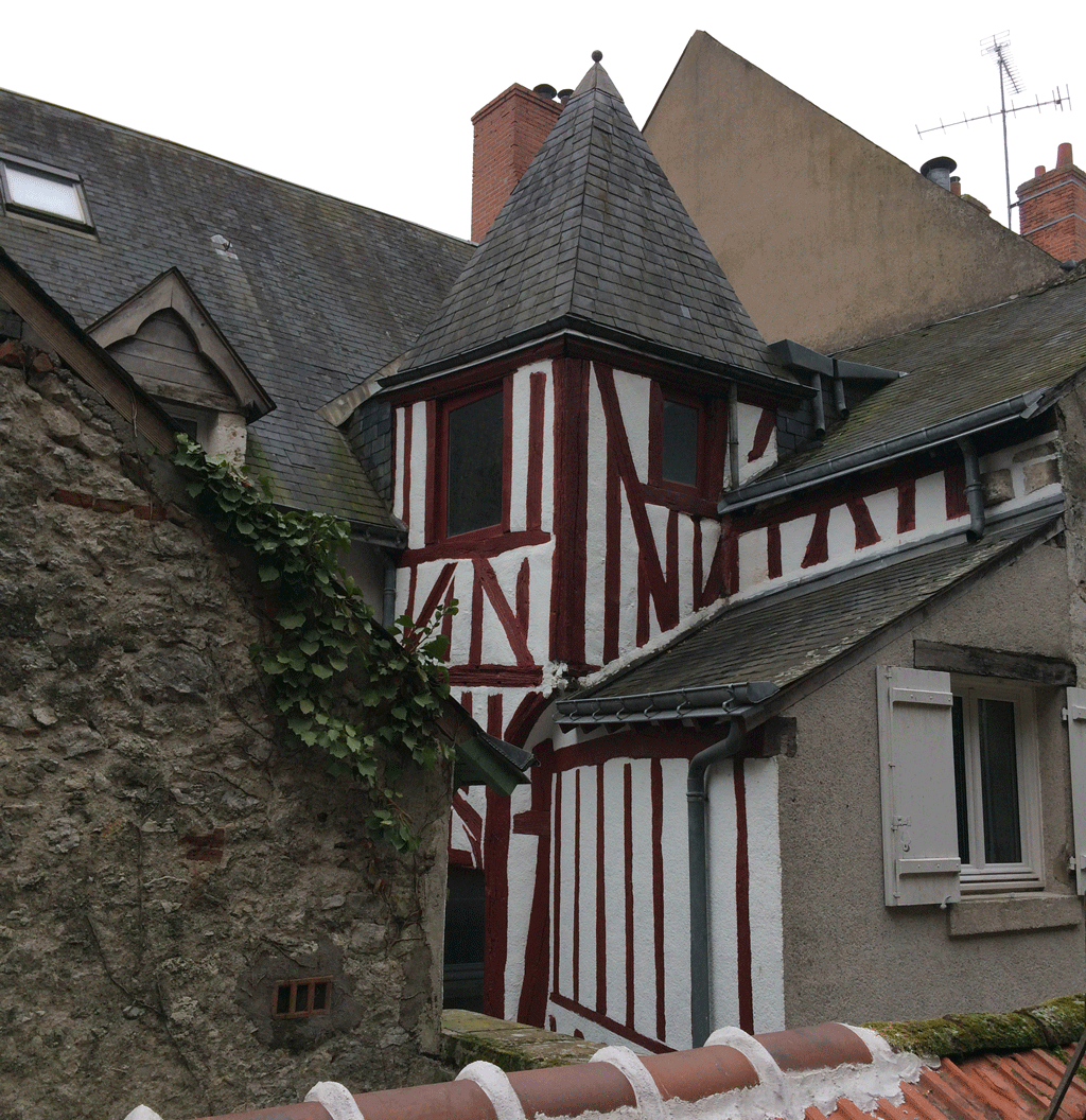 The view from the shared garden of the studio flat in Blois