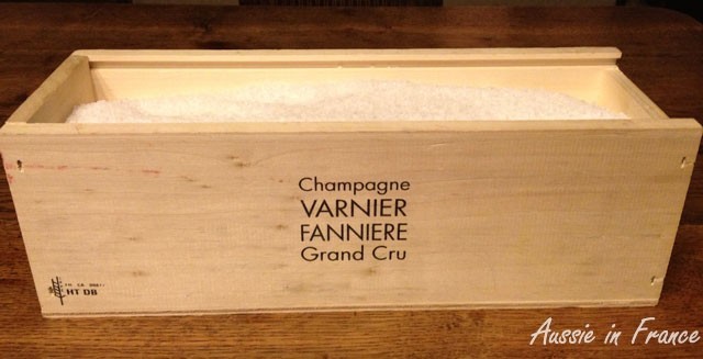 The foie gras in its wooden wine box