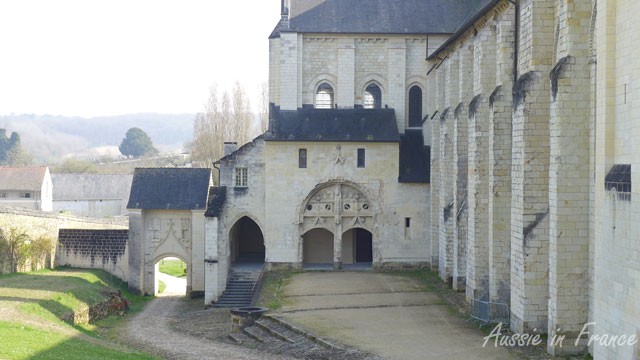 The first view of Fontevraud when you enter the abbey, with the church on the right
