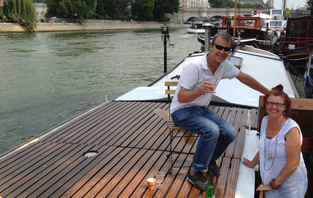 Ian and Geraldine living it up on the deck