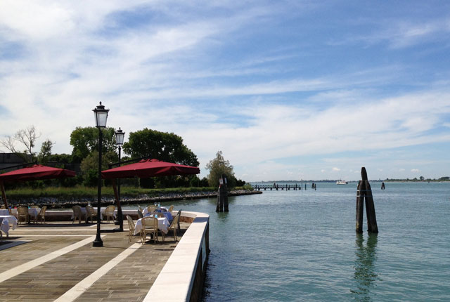 The inviting terrace at Antica Dogana in Treporti
