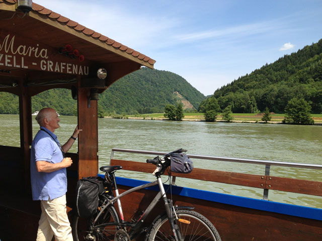 Jean Michel on the scenic ferry down the loop